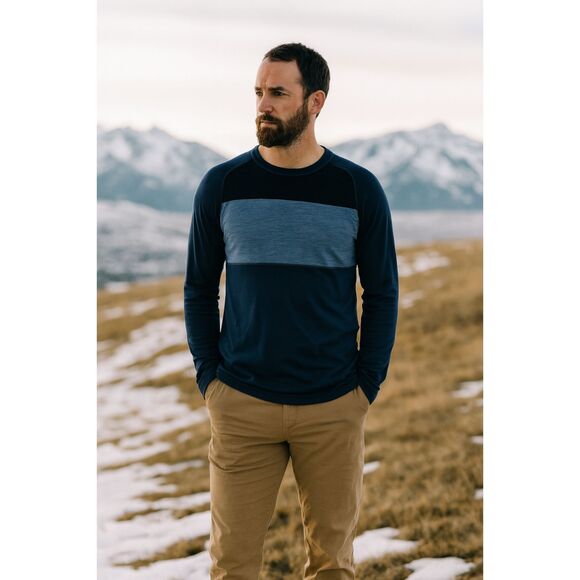 Smartwool Blue Gray Long Sleeve Wool Pullover Sweater Top  Mens Size Medium - Picture 1 of 9